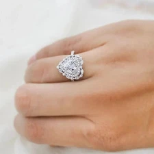 2.10 Ct Heart Cut Moissanite Womens Wedding Ring 14k White Gold Finish