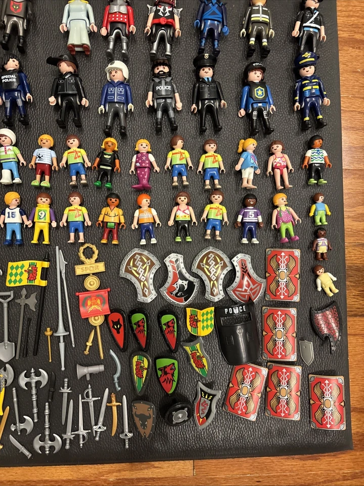 ENORME Lote Playmobil 300+ Figuras Animales Caballeros Piratas Policía Occidental Armas Foto 4 de 4