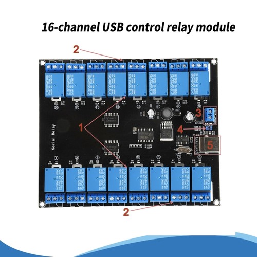 DC7V-38V 16 Channel 16CH Serial Relays Module 10A 250V Load USB Power Supply - Picture 6 of 8