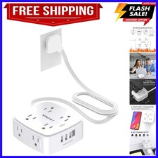 6 Ft Surge Protector Power Strip - 8 Widely Outlets with 4 USB Ports, 3 Side ...
