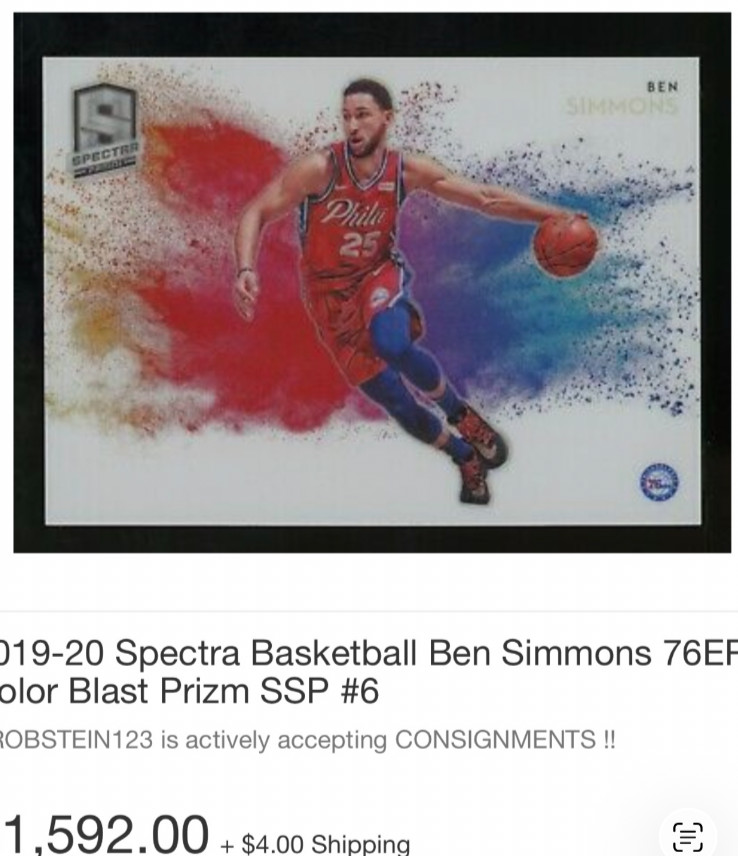BEN SIMMONS COLORBLAST 2019 SPECTRA #6 CASE HIT. Perfect condition