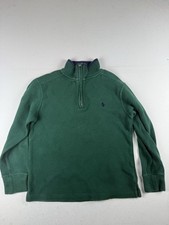 Polo Ralph Lauren Sweater Youth Small 8 Quarter Zip Pullover Red Pony Knit Green