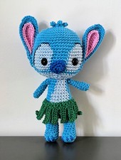 Stitch Amigurumi Fatto a Mano 19 cm Uncinetto Pupazzo Artigianale Idea Regalo