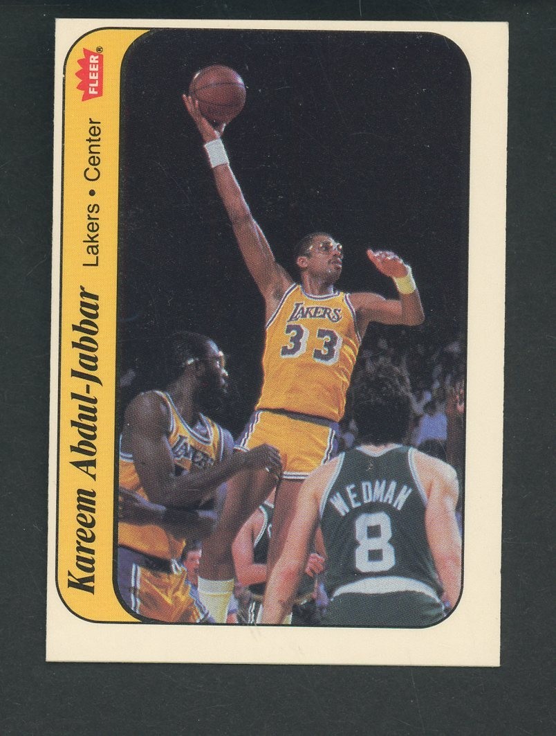 Auction #5 1986-87 Fleer Sticker #1 Kareem Abdul-Jabbar Los Angeles Lakers HOF