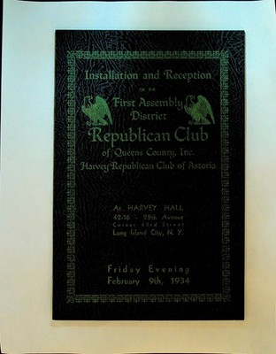 Installation Reception First Assembly District Republican Club Queens County NY