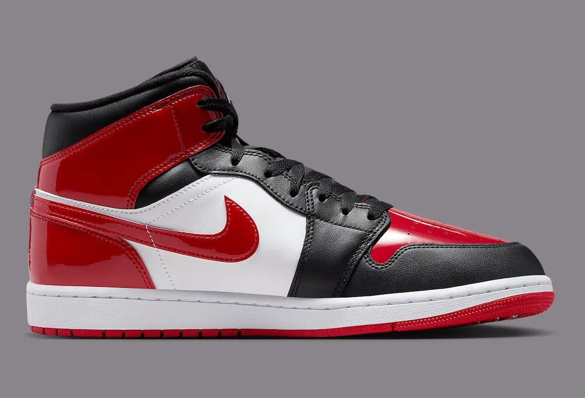 Size 7 - Air Jordan 1 Mid Patent Bred Toe for sale online | eBay