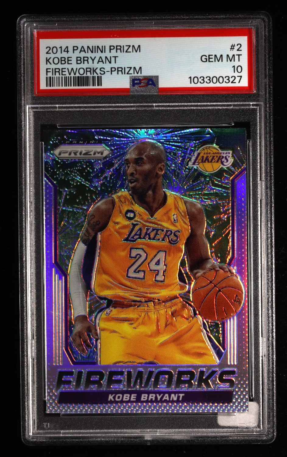 2014-15 Panini Prizm Kobe Bryant Fireworks Prizm Refractor PSA 10 Gem Mint
