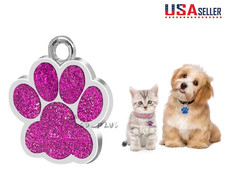 Personalized Paw Glitter Pet ID Tag Engraved Dog Cat Puppy Collar Name Tag