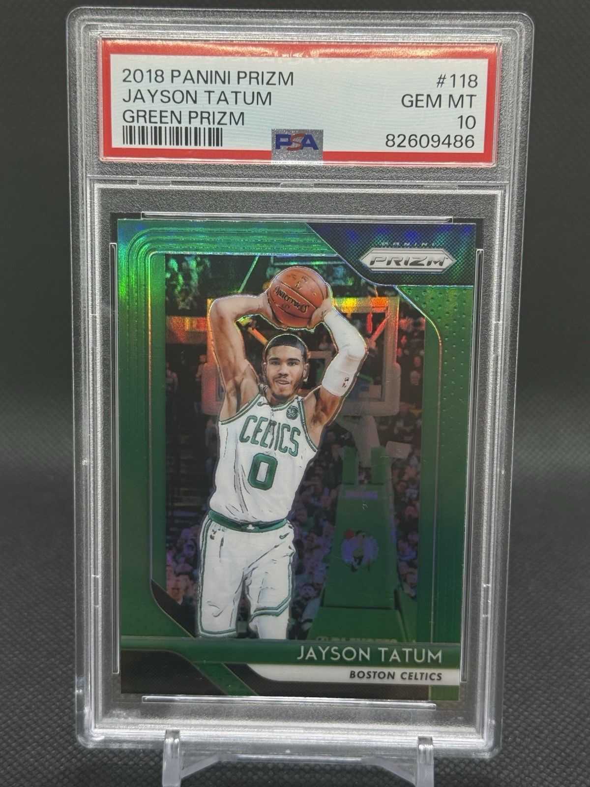 2018 Panini Prizm - Jayson Tatum 2nd Yr Green Prizm Color Match PSA 10 Gem Mint