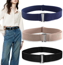 3 Pack No Show Elastic Stretch Belts for Women and Men, Tuck Crop Band  Invisible