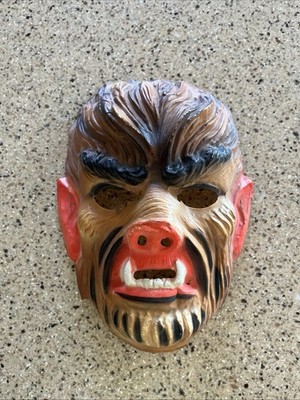 Vintage 1973 Ben Cooper Plastic Wolfman Universal City Halloween Mask