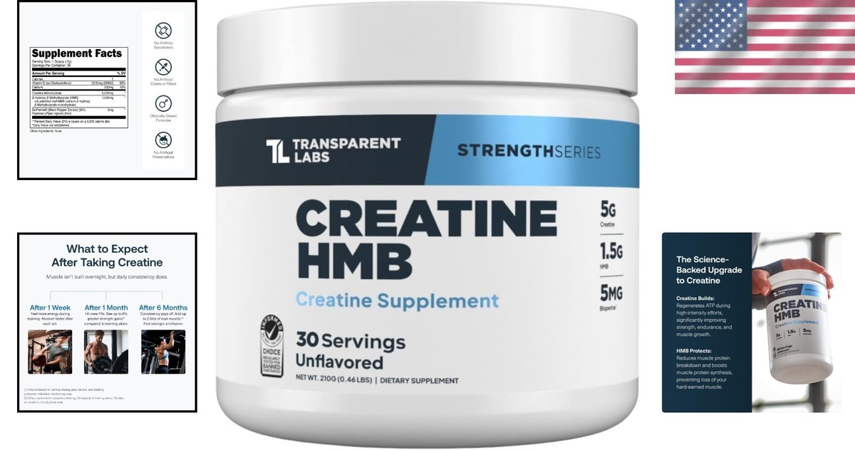 Creatine HMB Powder for Enhanced Strength & Energy - 30 Servings