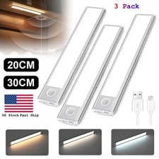 3 Pack Rechargeable LED Under Cabinet Lights Motion Sensor 3 Color for Kitchen