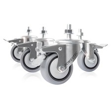 3 Inch Threaded Stem Caster Wheels Set of 4 with Brake 600 lbs Loads, Heavy...