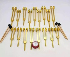 Lot de 18 diapasons sacrés 9 solfèges et 9 chakras pondérés or