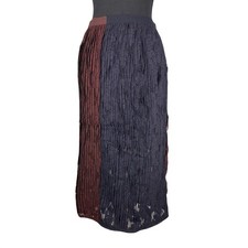 AllSaints Marela Skirt Navy Blue Oxblood Crinkle Lace Midi W5030H Size 4 NWT