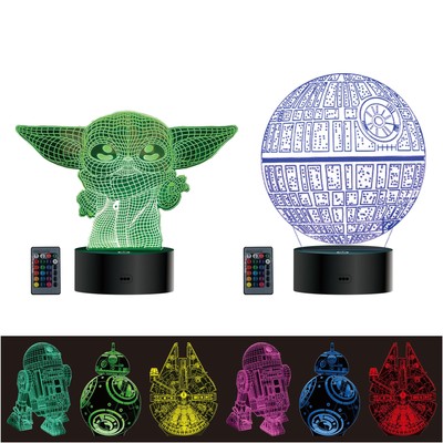 2 Bases 5 Patterns Star Wars Gifts 3D Illusion Lamp - Star Wars Toys LED Nigh...