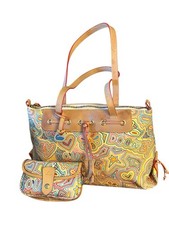 Dooney & Bourke Vintage Y2K Rainbow Stripe Zipper Wristlet Bag Made in USA