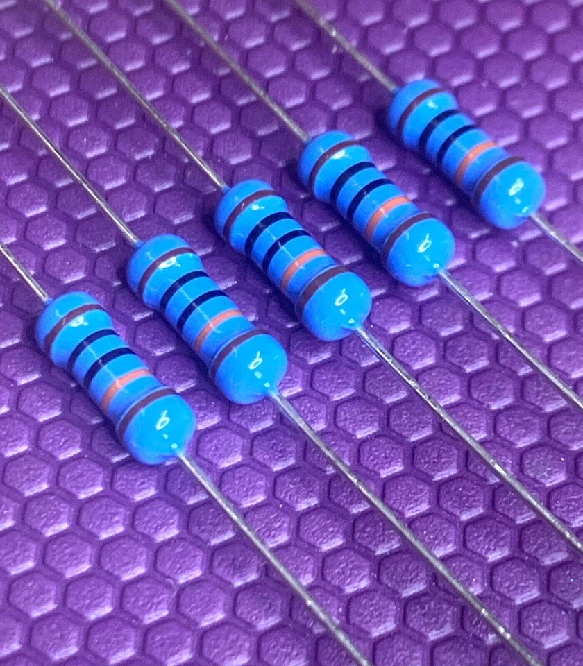 ROYAL OHM 5 Resistenze 100K Ohm ±1% 1W Metal Film THT Ø3,5x10mm small size ( 5 pezzi )