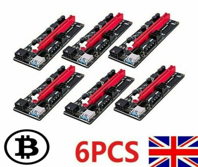 6 Stück VER009S PCI-E Riser Karte PCIe 1x auf 16x USB 3.0 Datenkabel Bitcoin Mining