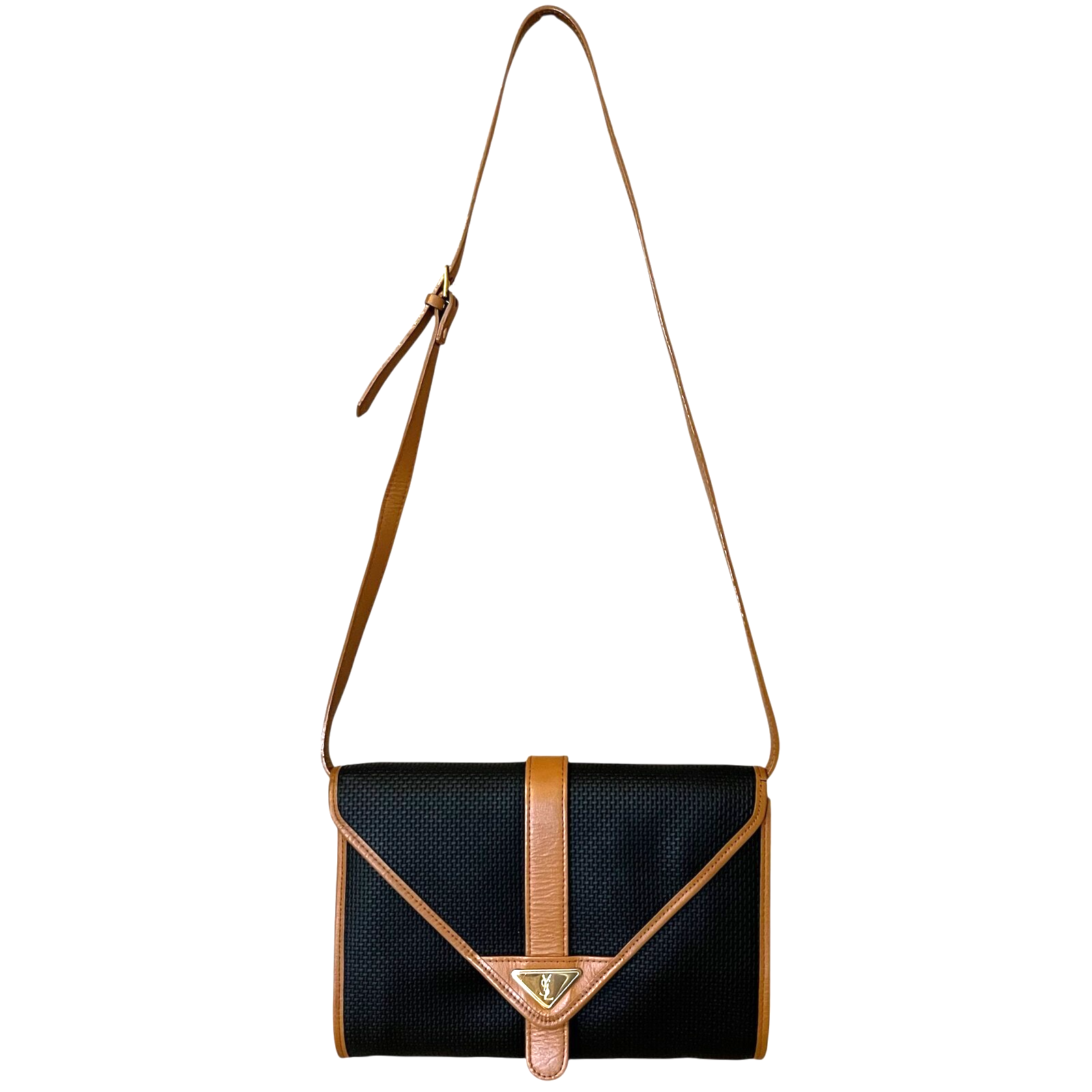 YSL Black Vintage PVC Crossbody Shoulder Bag Authentic From Japan-image