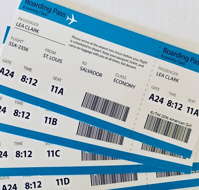 American Girl Doll Lea Clark Boarding Pass Travel Plane Tickets lot of 4 NEW