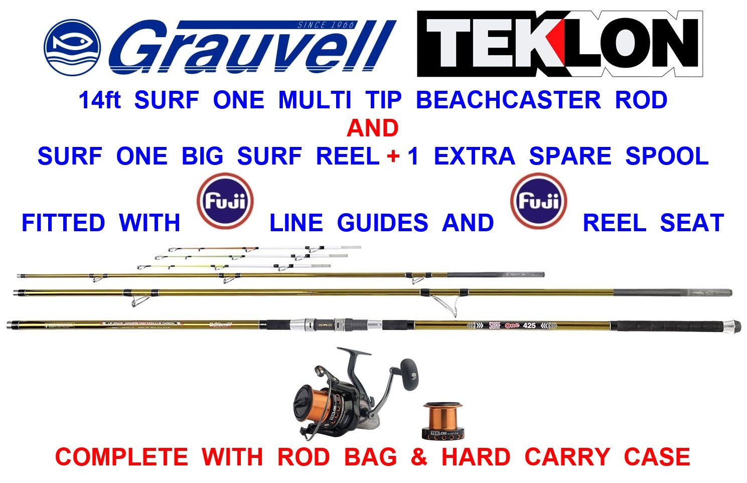 greyVELL TEKLON COMBO 14ft SURF ONE MULTI TIP BEACHCASTER ROD+SURF ONE REEL FD70 greyVELL TEKLON COMBO 14ft SURF ONE MULTI TIP BEACHCASTER ROD+SURF ONE REEL FD70