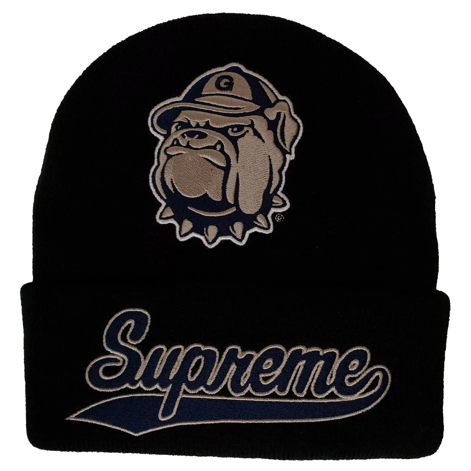 Casquette bonnet noir Supreme Georgetown Hoyas Mitchell & Ness NCAA manchette tricot neuf