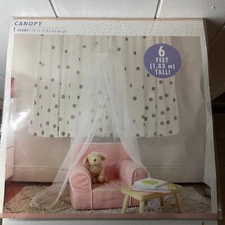 New Target Bullseye Playground 6 Feet Childs Room Bed Canopy White Sheer Netting