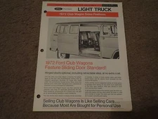 1972 FORD ECONOLINE VANS SLIDING DOOR STNDRD DEALER ONLY SALES FEATURES BROCHURE