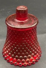 HOMCO Red Hobnail Pattern Glass Peg Votive Candle Holder