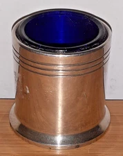 S.Ltd Kingsway Silver Plate Epns England Salts Pot with Cobalt Glass Blue Liner