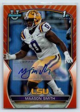 Maason Smith 2022 Bowman University Autographs Orange Refractor AU,SN #/25 LSU