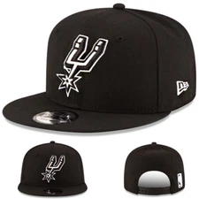 New Era San Antonio Spurs Snapback Hat Official NBA Classic Solid Black Cap