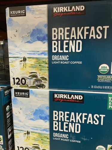 Kirkland Signature Breakfast Blend Organic Light-Roast Coffee K-Cup 120 Pod FRE. - Picture 2 of 8