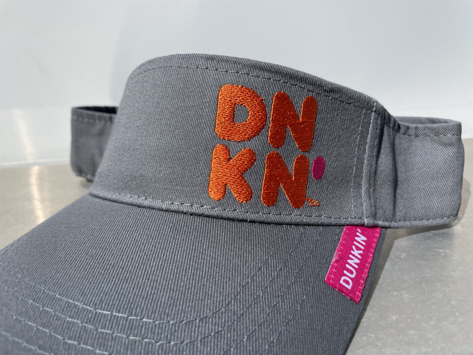 Duncher Cap OFFICIAL Dunkin Donuts NEW Embroidered Visor Hat Cap Embroidered Grey ...