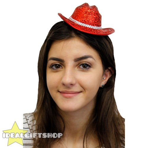 RED MINI SPARKLY COWBOY COWGIRL HAT 