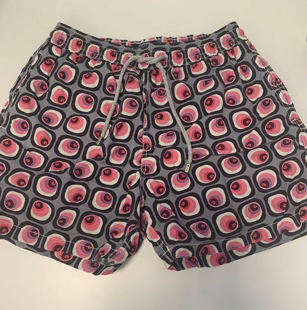pink flamingo swim trunks
