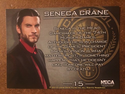 Seneca Crane 15 The Hunger Games NECA 2012 Trading Card - Picture 2 of 2