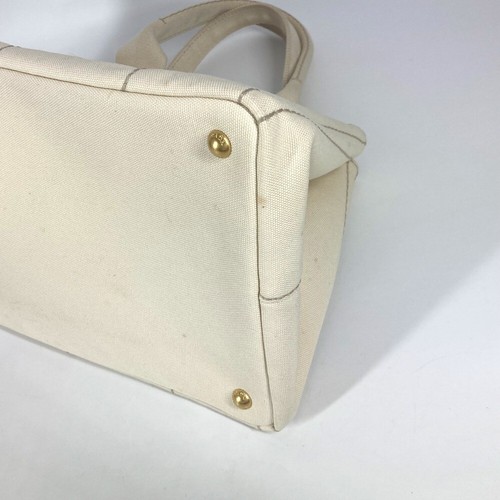 PRADA BN1877 Canapa Hand Bag Tote Bag Canvas WhiteBased/IvoryBased - Bild 6 von 13