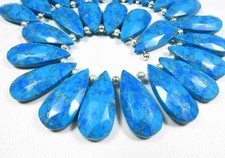 Blue Copper Turquoise Faceted Pear Briolette Beads Matched Gemstone 24x11mm