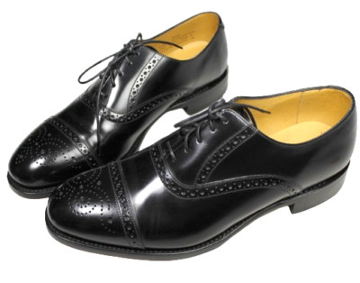 Loake Oban Dress Shoes US 8 Cap toe Black Brogue Goodyear Welted England NEW