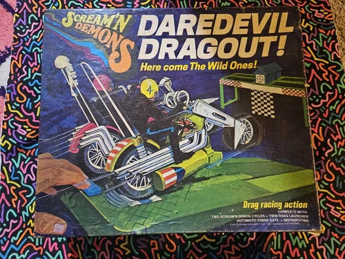 Vintage 1971 Hasbro Scream'n Demons Daredevil Drag 1 working motorcycle