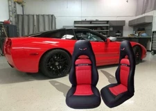 Chevy C5 Synthetic Leather Sports Seat Covers In Red & Black Color (1997-2004)