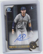 2022 Bowman Chrome Antonio Pinero CPA-AP 1st Base Prospect Auto Brewers 