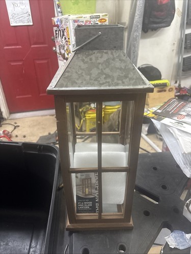 hampton bay 21 in. Wood and Metal Outdoor Lantern