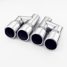 Offset Pipe Design Quad 3 Inch Out Stainless Exhaust Tips 2.25 Inch In Resonated