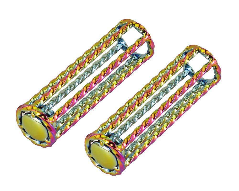 NEON Chrome Twisted Bicycle Grips Lowrider Cruiser Bikes