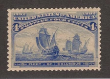 US Stamp Scott # 233 Ultramarine 4cent Columbian Exposition Issue - Mint OG NH