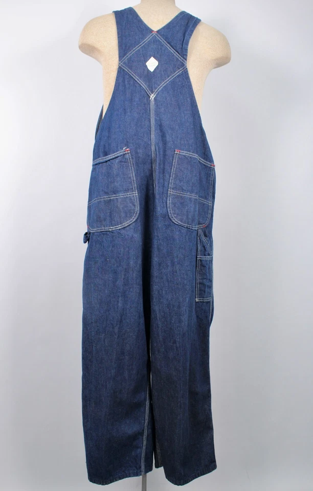 Mens VTG 70s Blue Denim Big Mac Overalls Sz L 1970s Square Bak - Image 2 of 4